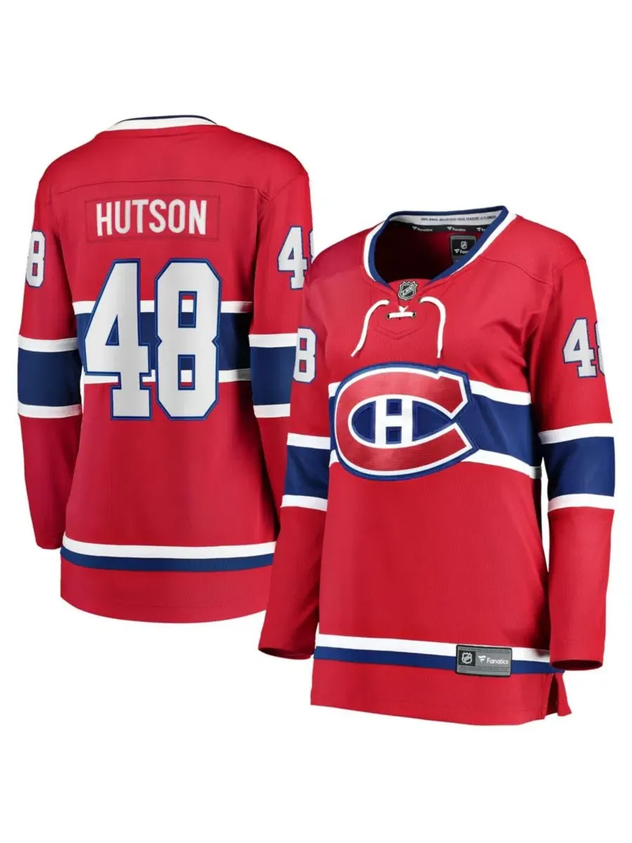 Женская хоккейная джерси Lane Hutson Red Montreal Canadiens Home Breakaway Fanatics
