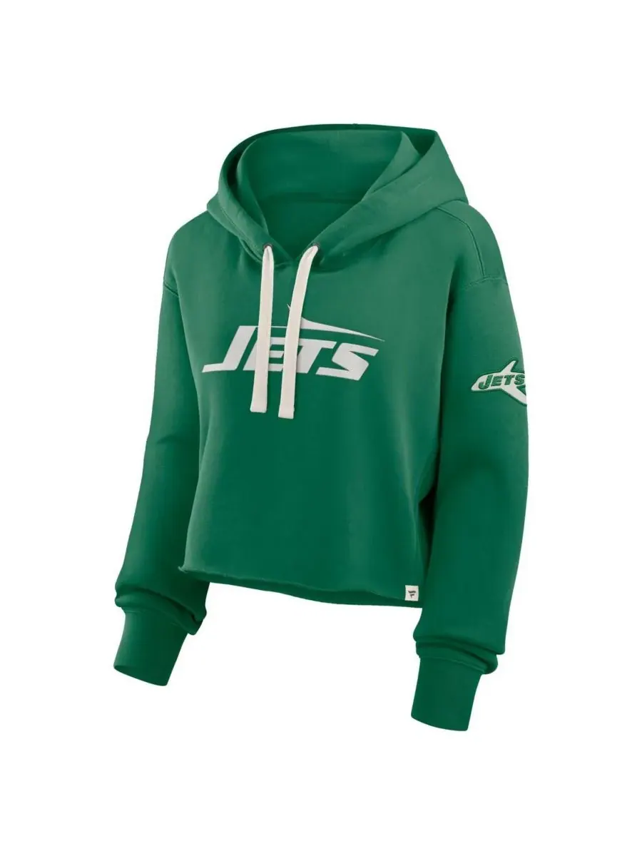 Fanatics Женская укороченная толстовка цвета "Келли Грин" с надписью "Нью-Йорк Джетс", большого — изображение 2 из 3, зеленый