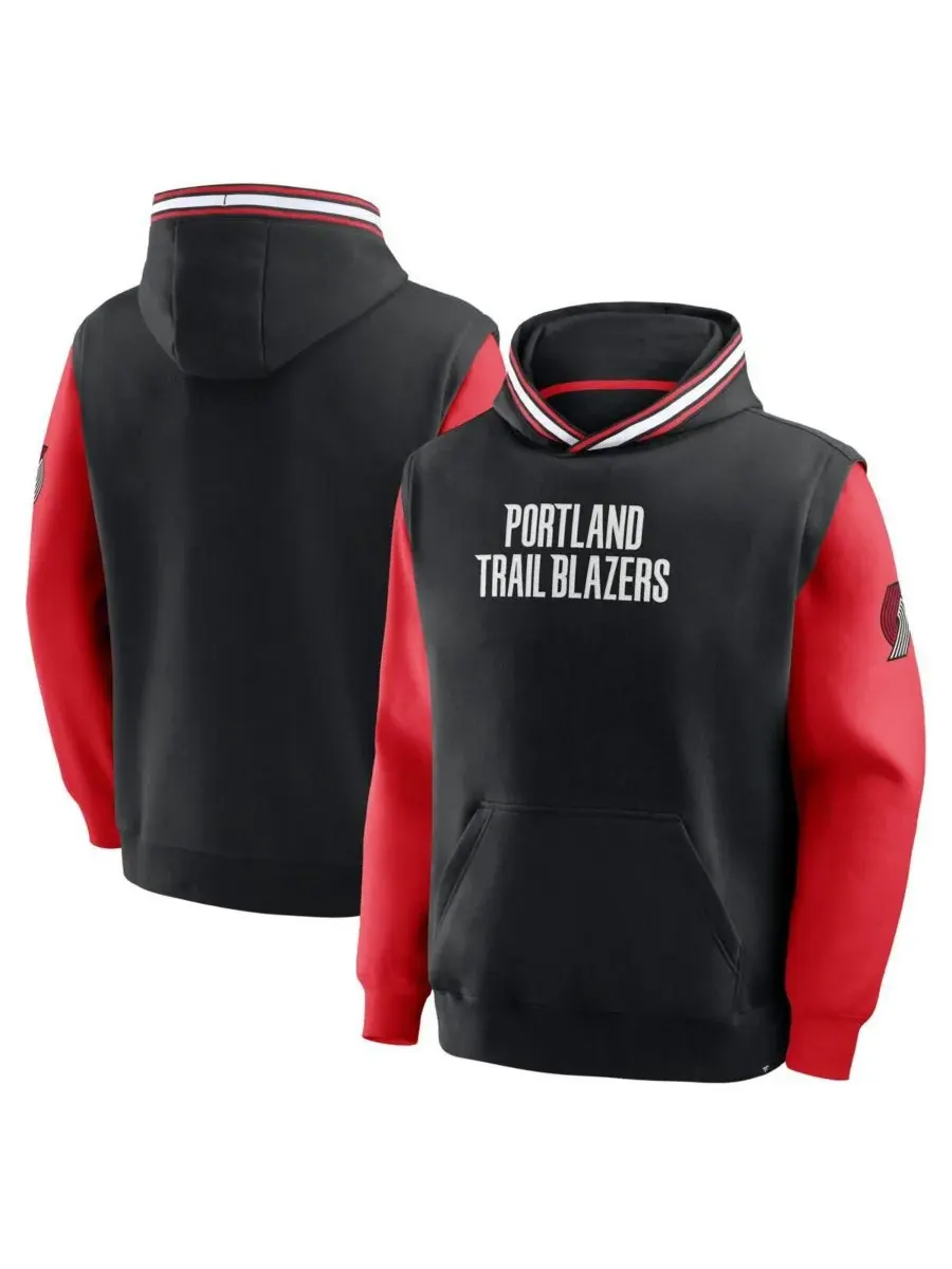Fanatics Мужская черно-красная толстовка Portland Trail Blazers с табло на половине площадки и
