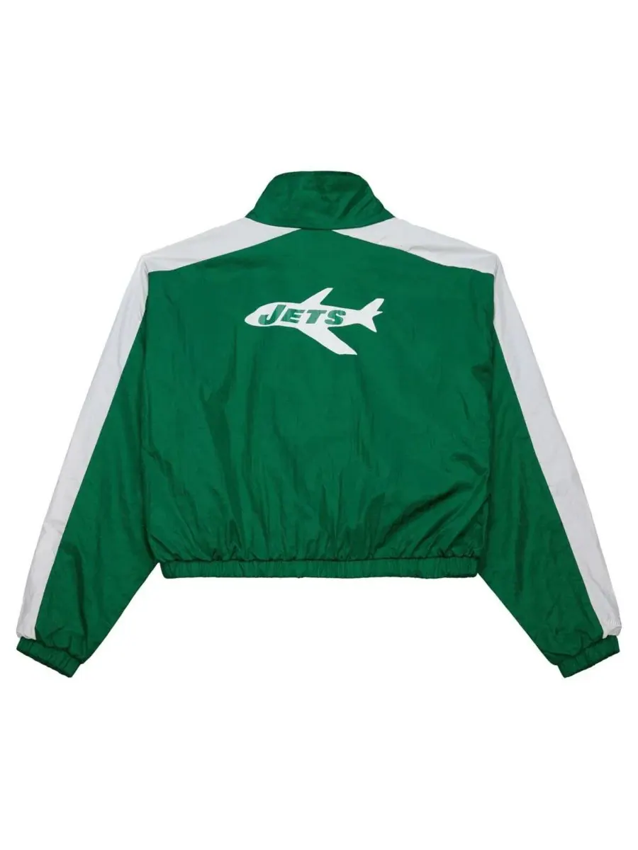 Mitchell & Ness Женская укороченная нейлоновая куртка на молнии зеленого цвета с символикой New — изображение 2 из 2, зеленый