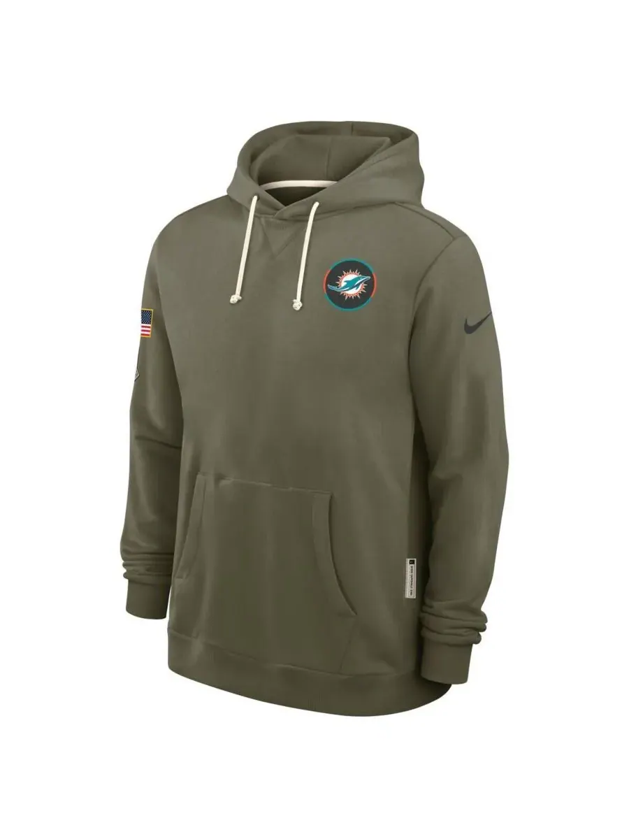 Nike Мужская толстовка Dri-FIT оливкового цвета с символикой команды Miami Dolphins 2025 Salute to — изображение 4 из 5
