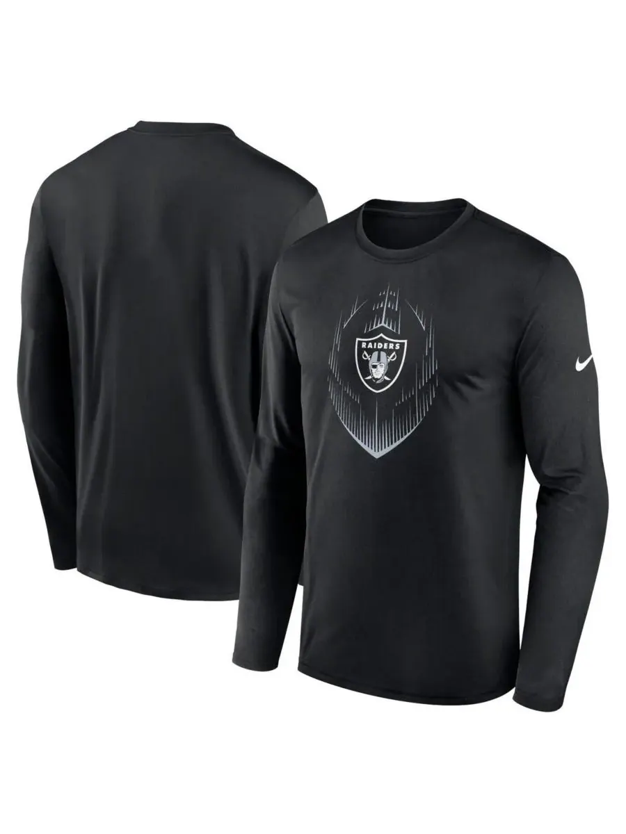 Nike Мужская черная футболка с длинным рукавом Las Vegas Raiders Icon Legend Performance