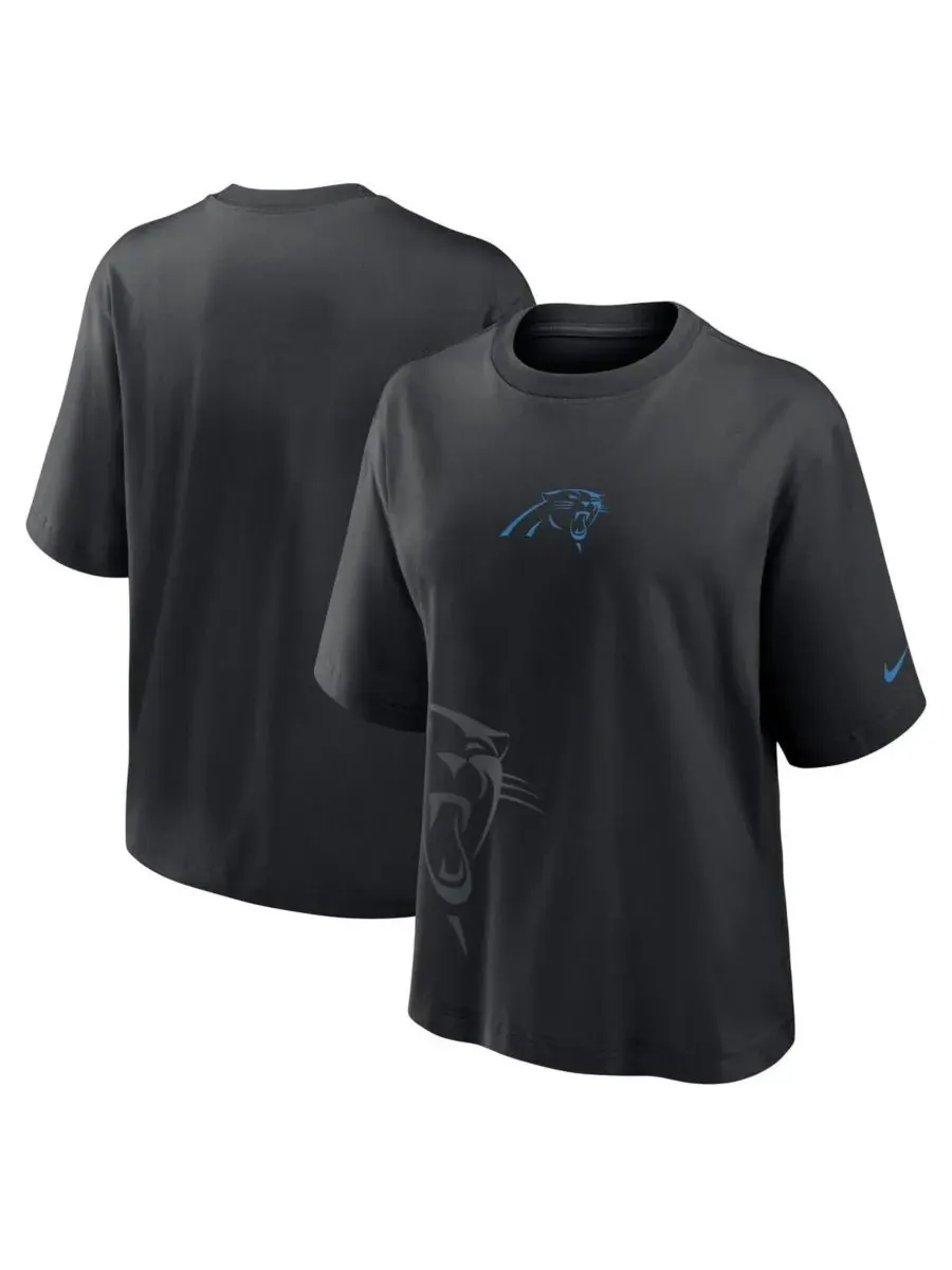Nike Женская черная футболка свободного кроя с символикой Carolina Panthers