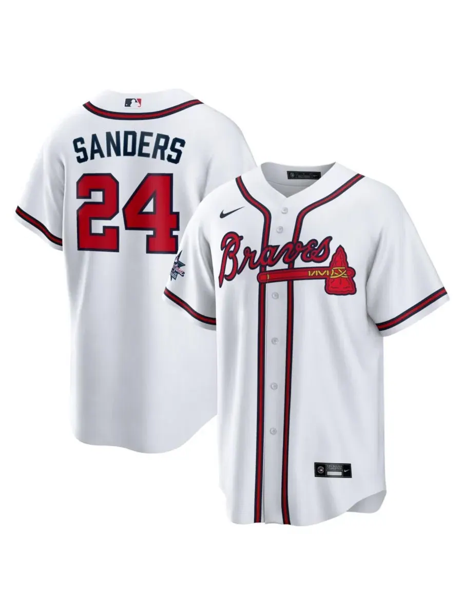 Мужская футболка Deion Sanders White Atlanta Braves Home Retired Player Replica Jersey Nike