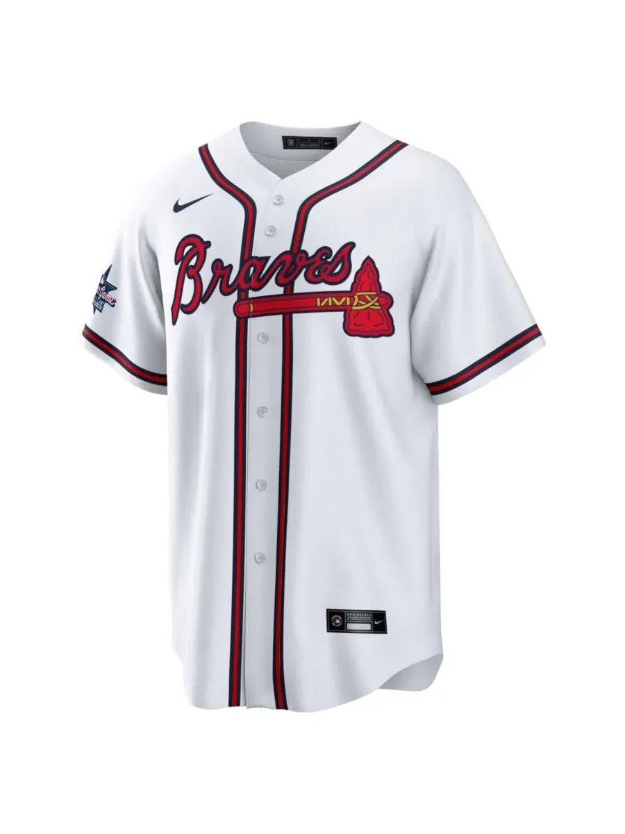 Мужская футболка Deion Sanders White Atlanta Braves Home Retired Player Replica Jersey Nike — изображение 2 из 3, белый
