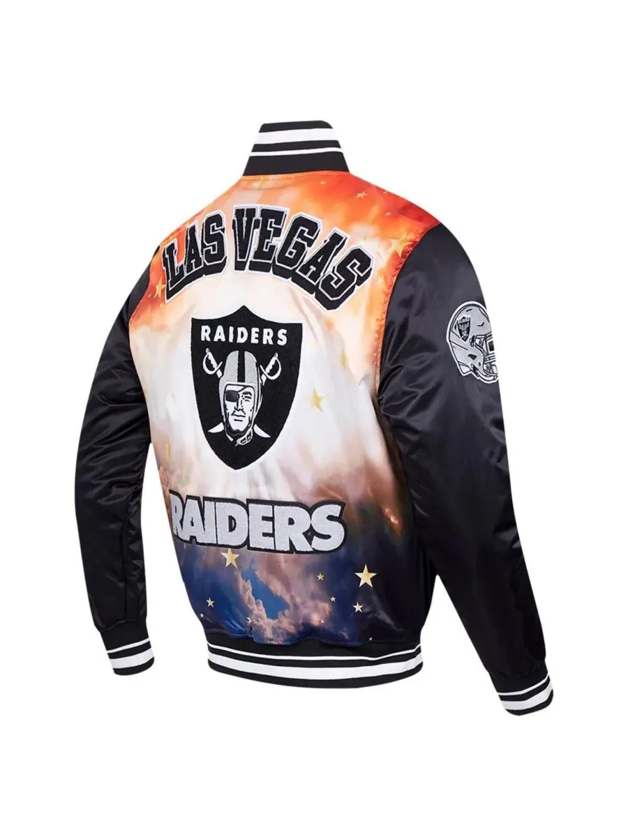 Pro Standard Мужская черная атласная куртка Las Vegas Raiders с сублимационной печатью и застежкой — изображение 5 из 5
