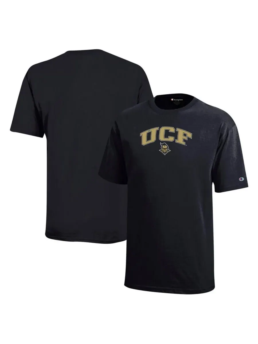 Champion Черная футболка UCF Knights Arch Over Logo для мальчиков и девочек