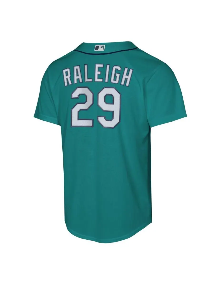 Детская футболка Cal Raleigh Alternate Teal Seattle Mariners Nike — изображение 2 из 3, бирюзовый