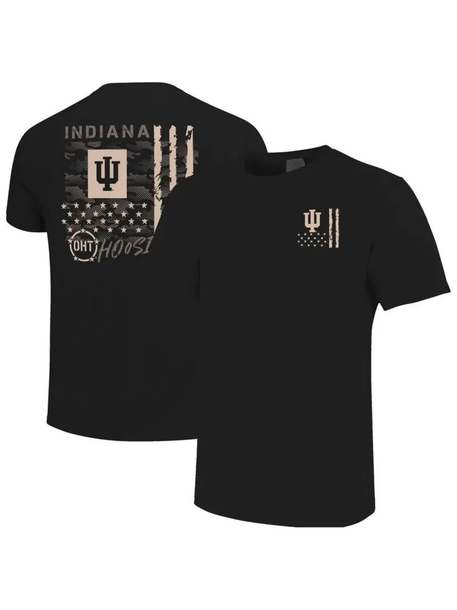 Image One Мужская черная футболка Indiana Hoosiers Comfort Colors OHT с камуфляжным рисунком