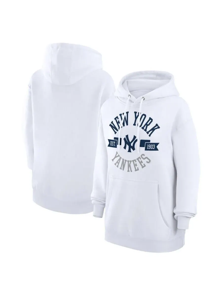 G-III 4Her by Carl Banks Женская белая толстовка с капюшоном и графическим принтом New York Yankees