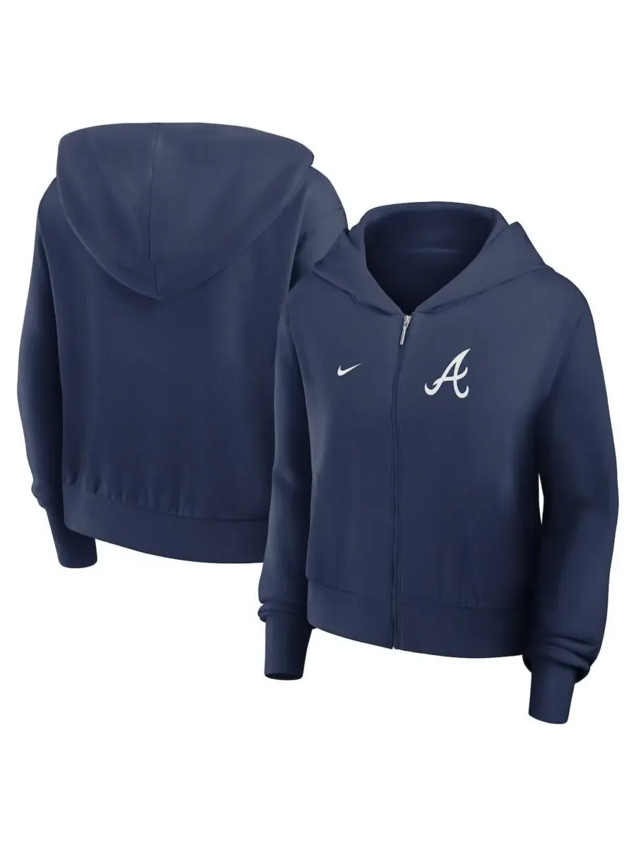 Nike Женская темно-синяя толстовка на молнии Atlanta Braves Chill