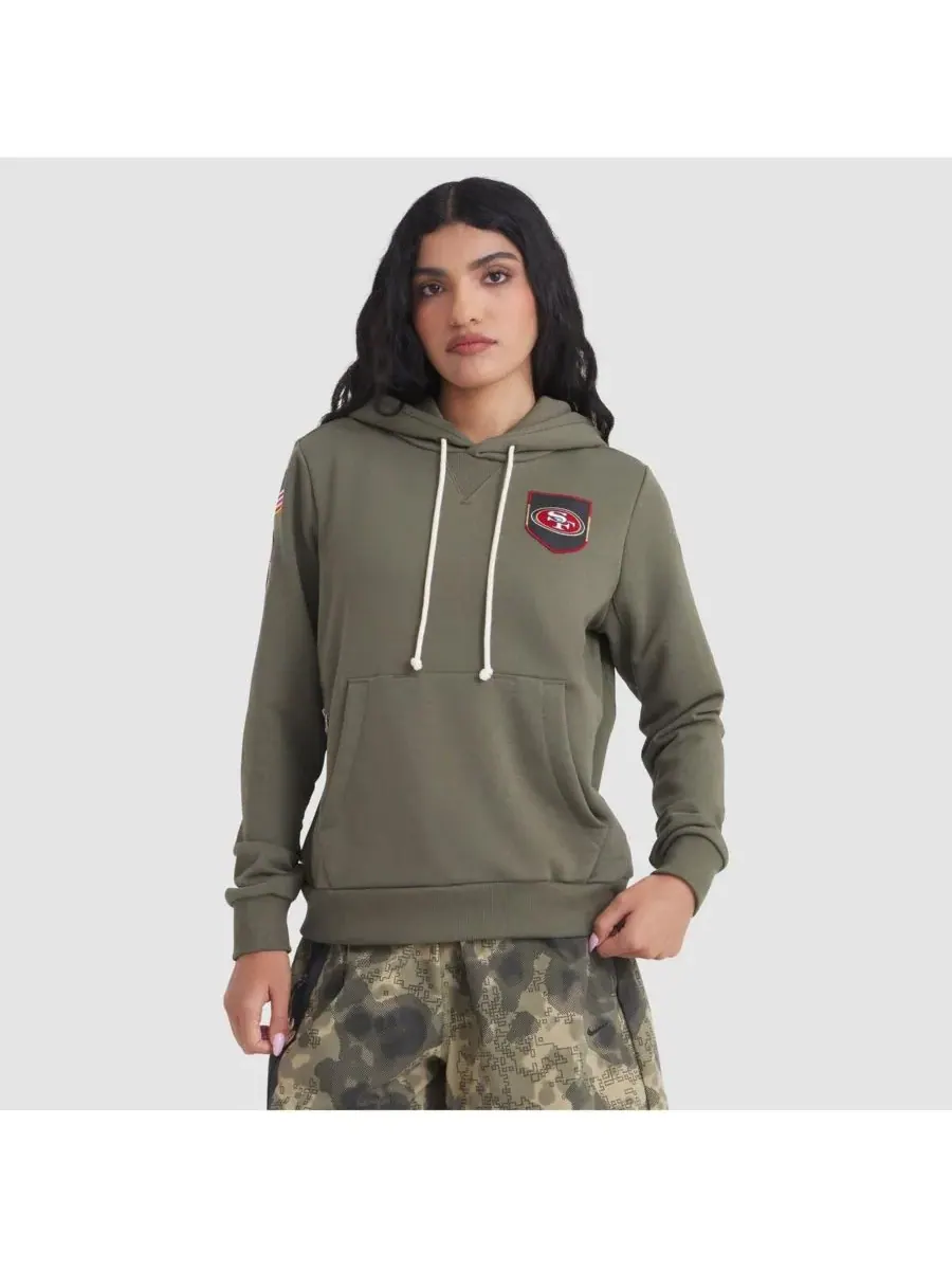 Nike Женская худи оливкового цвета San Francisco 49ers 2025 Salute to Service Sideline Standard