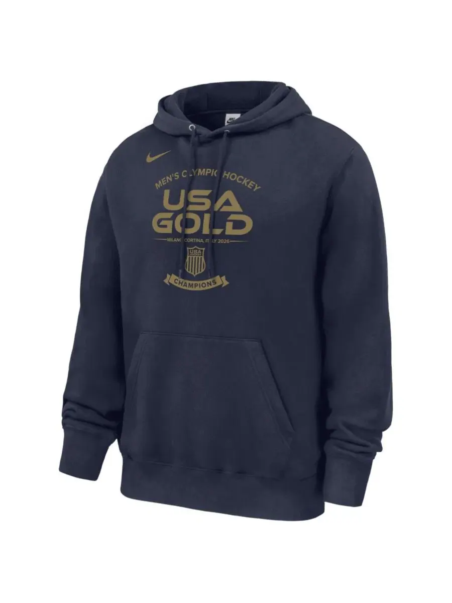 Худи из футера с принтом 2026 Winter Gold Medal Roster Club Nike — изображение 3 из 3, темно-синий