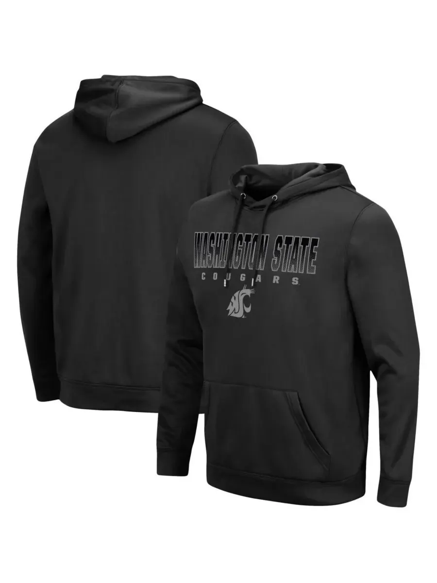 Colosseum Мужская черная толстовка с капюшоном Washington State Cougars Blackout 3.0