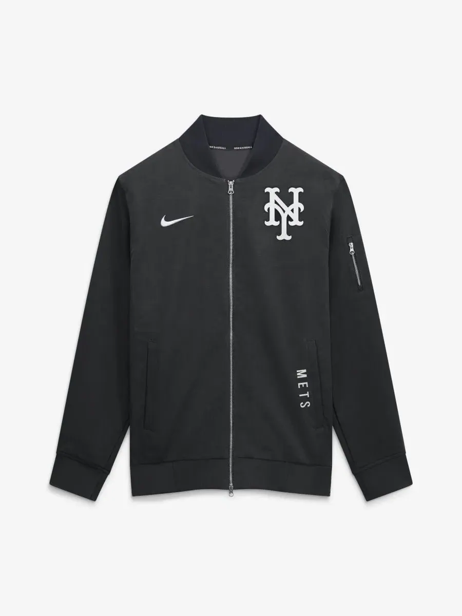 Ветрозащитная куртка-бомбер с флисовой подкладкой, модель Dugout Relaxed Full-Zip Nike — изображение 3 из 5, черный