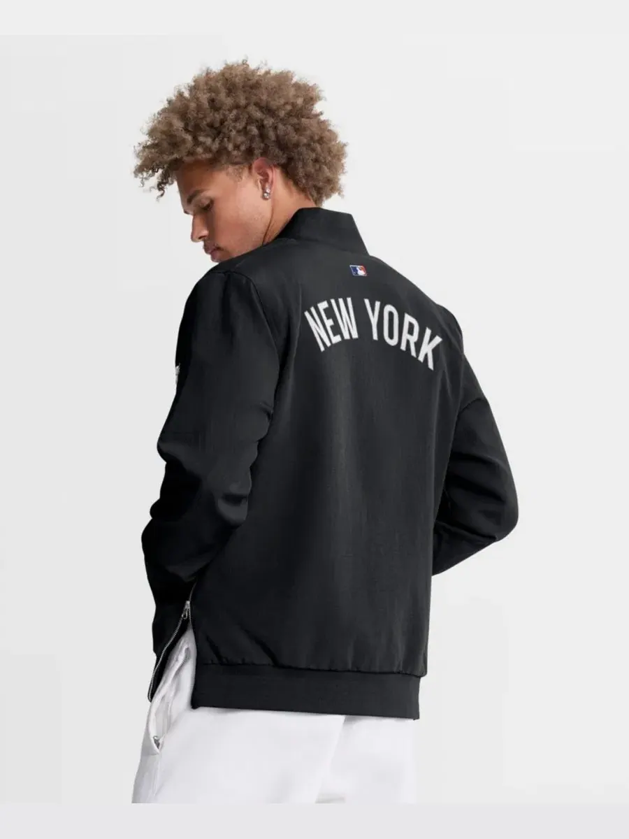 Ветрозащитная куртка-бомбер с флисовой подкладкой, модель Dugout Relaxed Full-Zip Nike — изображение 4 из 5, черный
