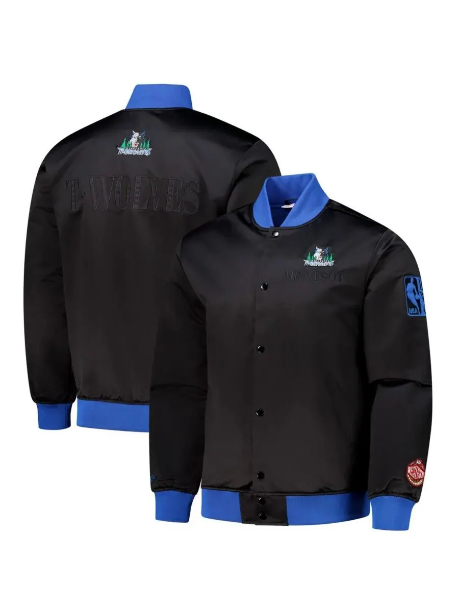 Mitchell & Ness Мужская черная легкая атласная куртка Minnesota Timberwolves Hardwood Classics Team