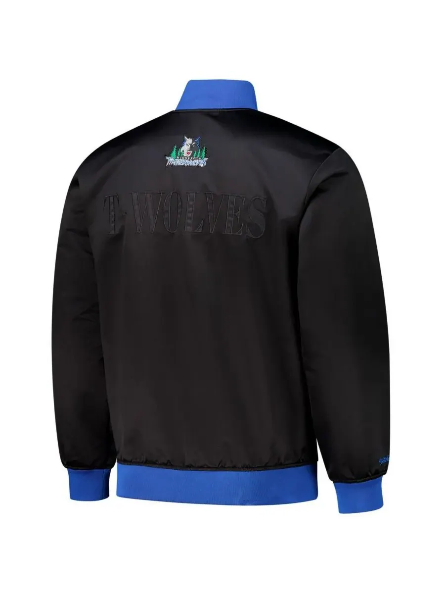 Mitchell & Ness Мужская черная легкая атласная куртка Minnesota Timberwolves Hardwood Classics Team — изображение 3 из 3