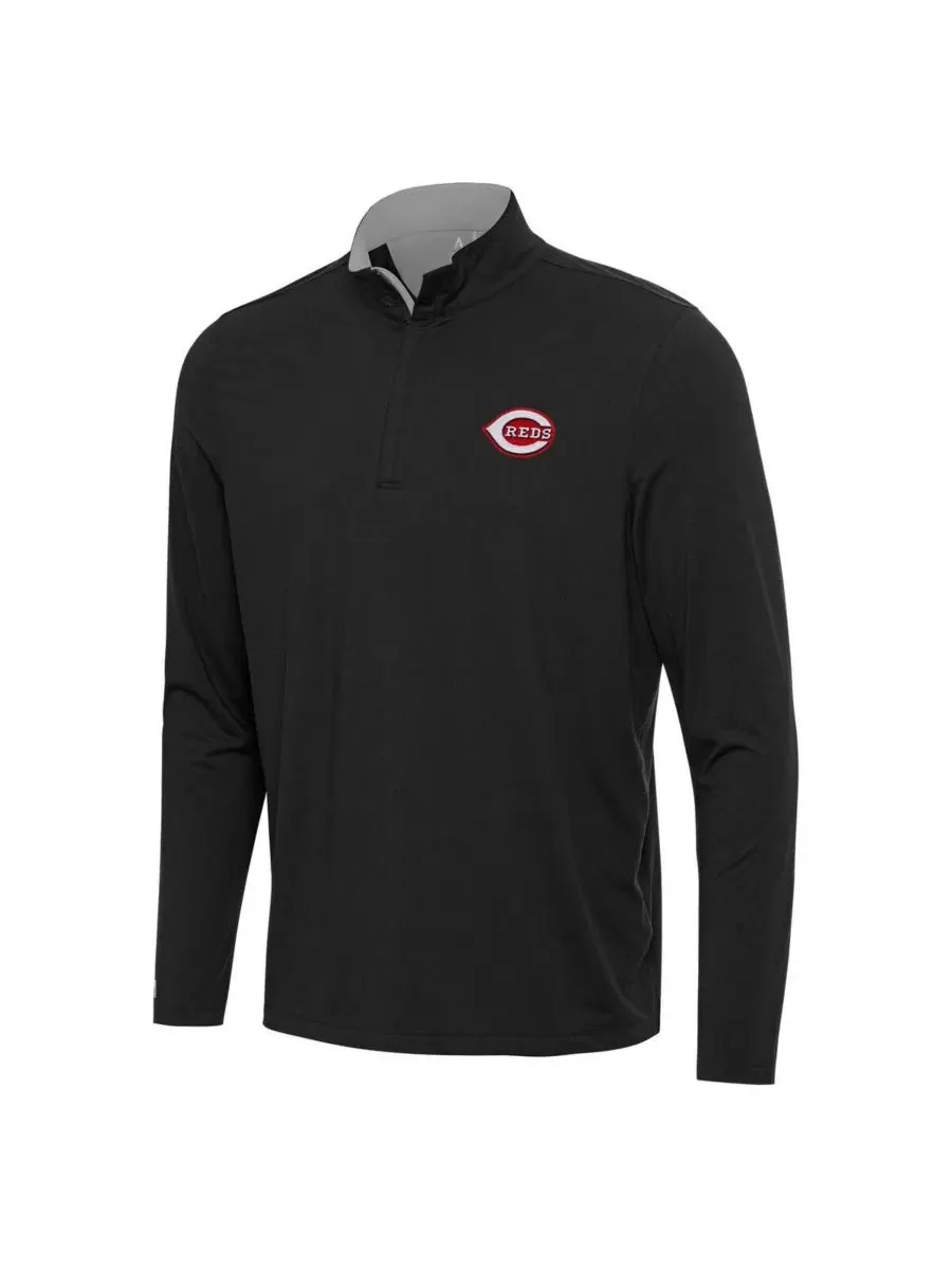 Мужская куртка-четверть с молнией с принтом Cincinnati Reds Content Antigua — изображение 3 из 3, черный