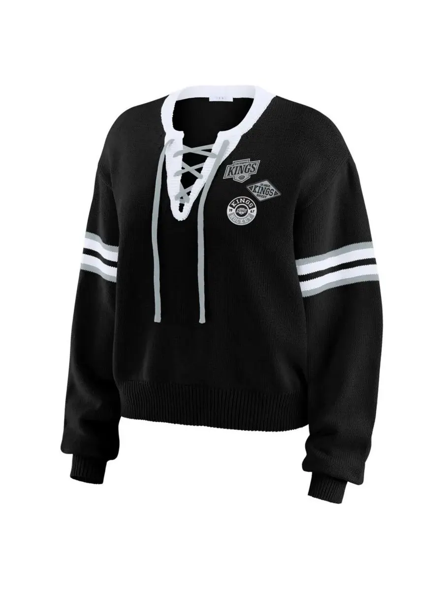 WEAR by Erin Andrews Женский черный укороченный свитер с завязками Los Angeles Kings — изображение 2 из 4