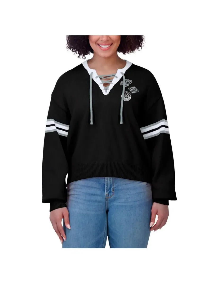 WEAR by Erin Andrews Женский черный укороченный свитер с завязками Los Angeles Kings — изображение 4 из 4