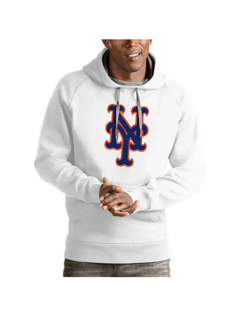 Antigua Мужская белая толстовка с логотипом команды New York Mets Victory