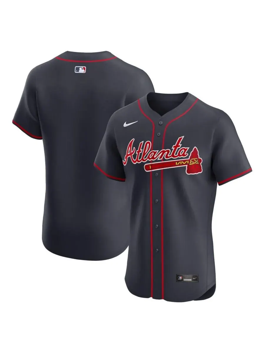 Nike Мужская темно-синяя альтернативная элитная футболка Atlanta Braves