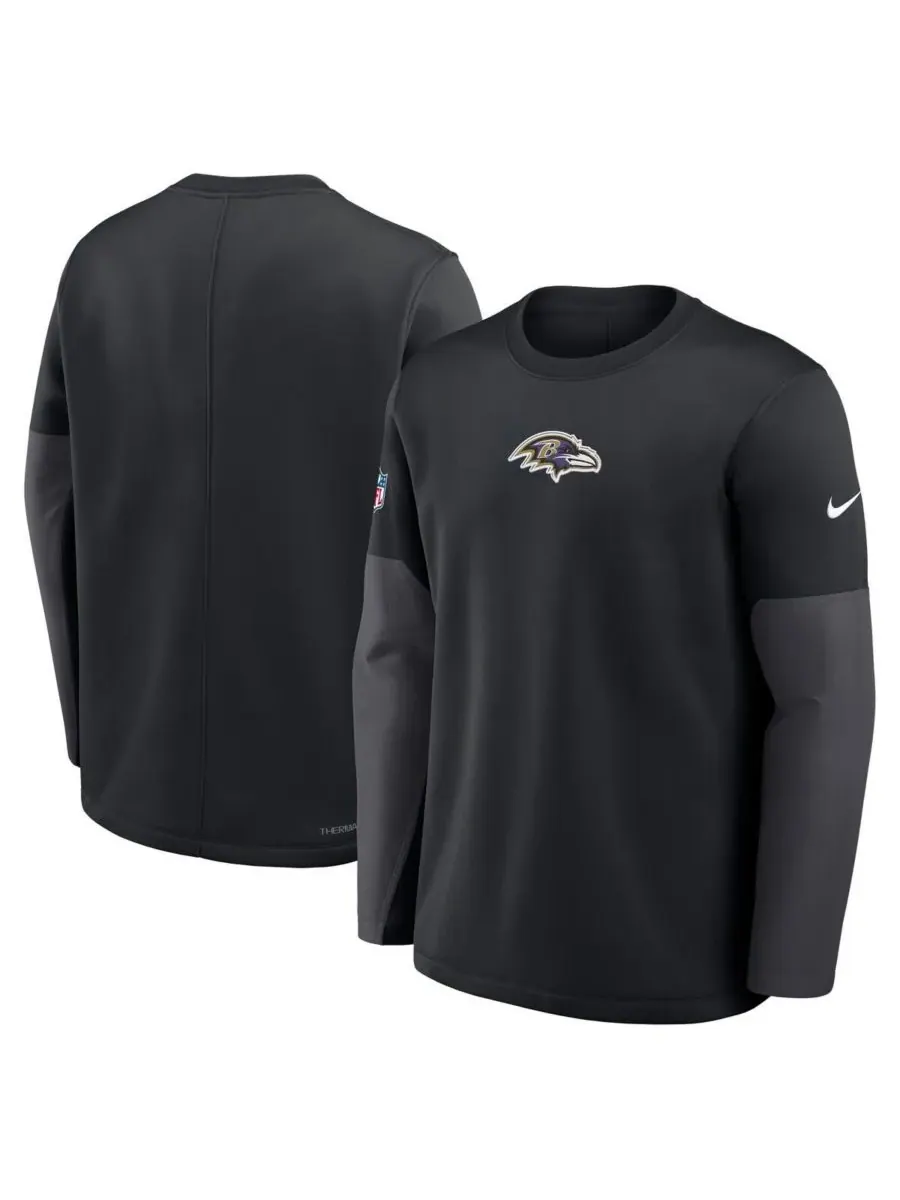 Nike Мужская черная футболка с длинным рукавом Baltimore Ravens Sideline Scripted to Win Performance — изображение 4 из 5