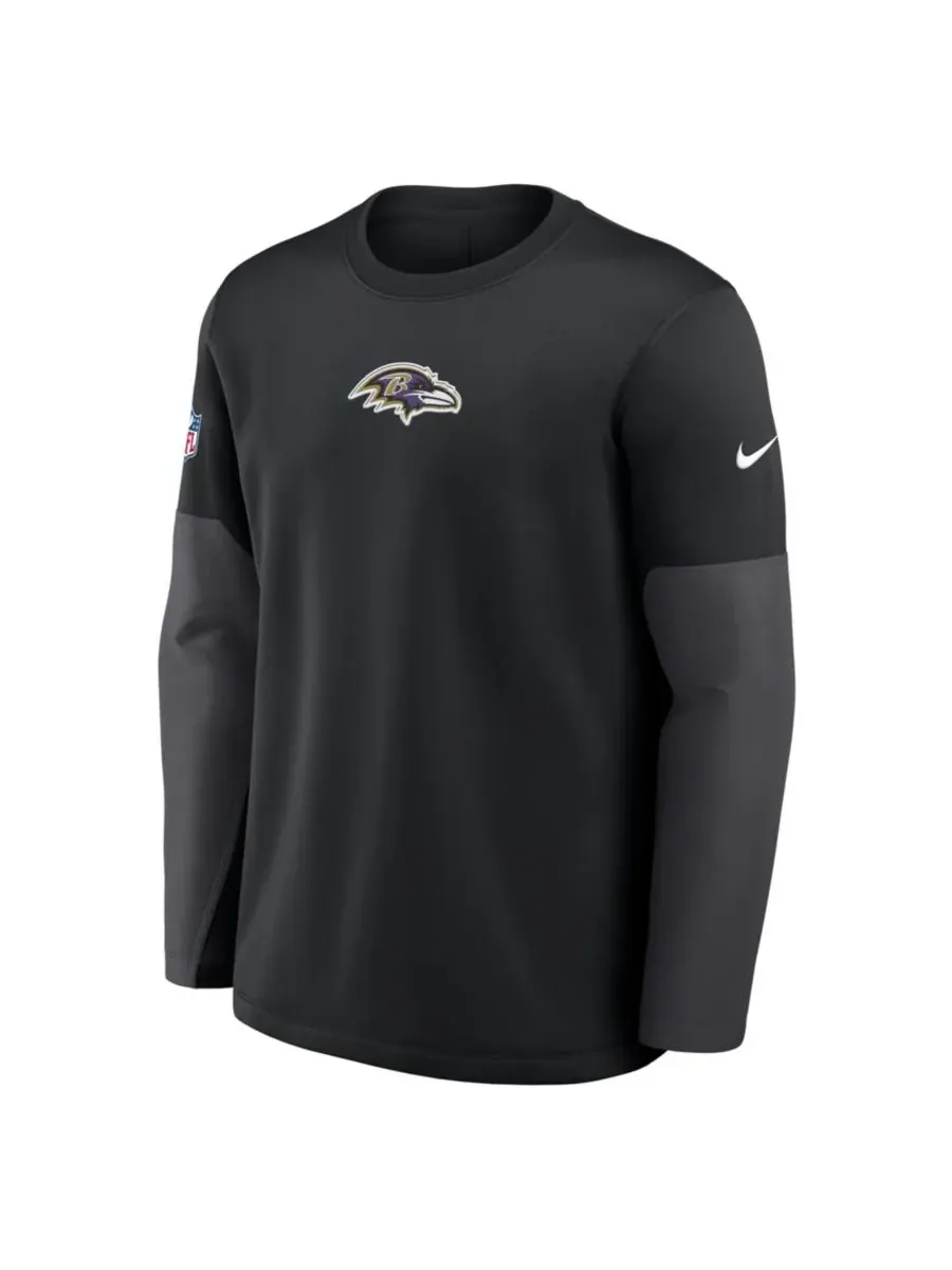 Nike Мужская черная футболка с длинным рукавом Baltimore Ravens Sideline Scripted to Win Performance — изображение 5 из 5