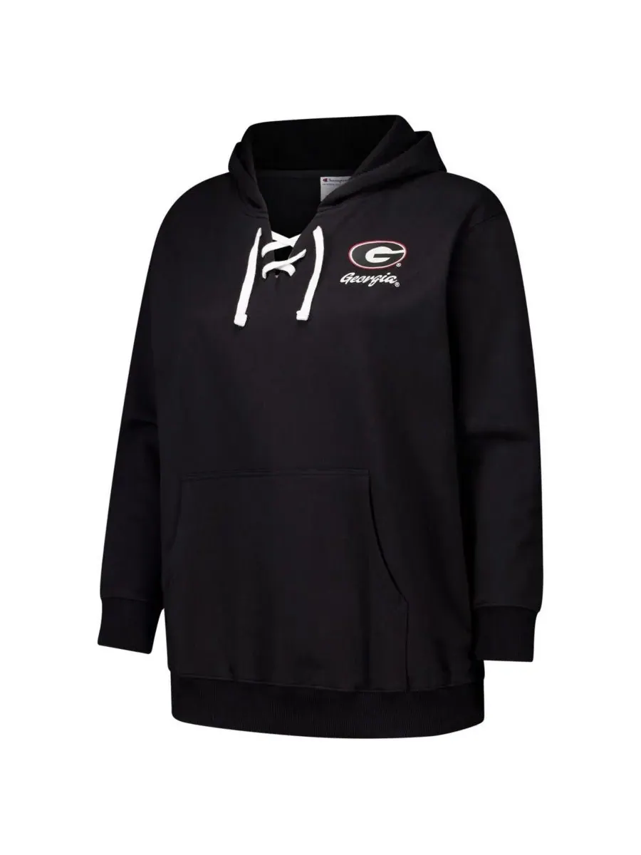 Fanatics Женская черная толстовка большого размера Georgia Bulldogs с V-образным вырезом и шнуровкой — изображение 3 из 3