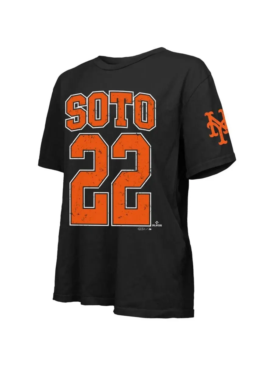 Футболка оверсайз с именем и номером игрока Juan Soto New York Mets Majestic Threads — изображение 2 из 3, черный