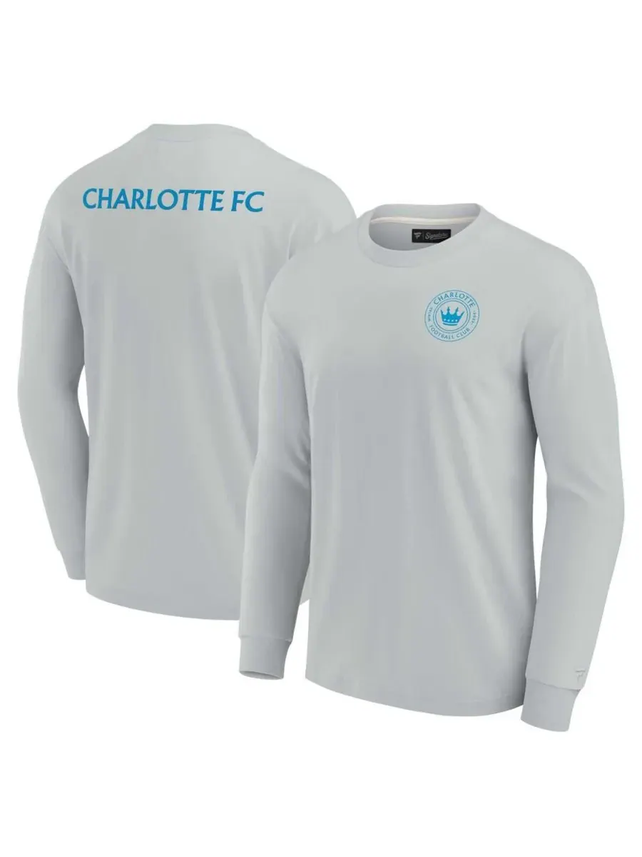 Fanatics Мужская и женская серая футболка с длинным рукавом Charlotte FC Elements Super Soft