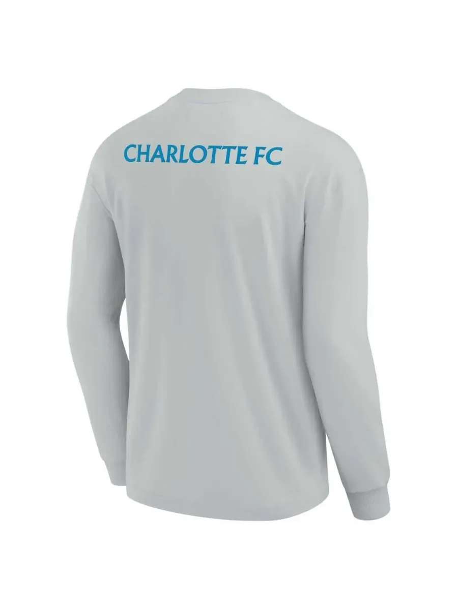Fanatics Мужская и женская серая футболка с длинным рукавом Charlotte FC Elements Super Soft — изображение 3 из 3, серый