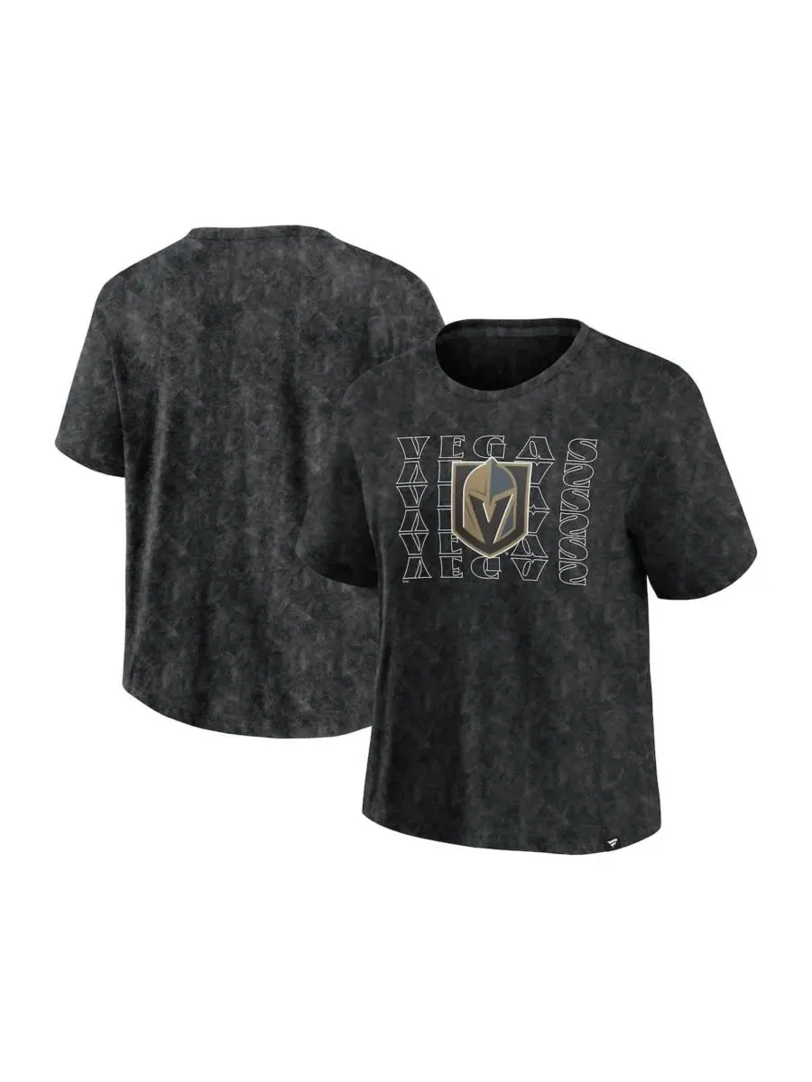 Fanatics Женская черная футболка Vegas Golden Knights с эффектом выцветшей ткани