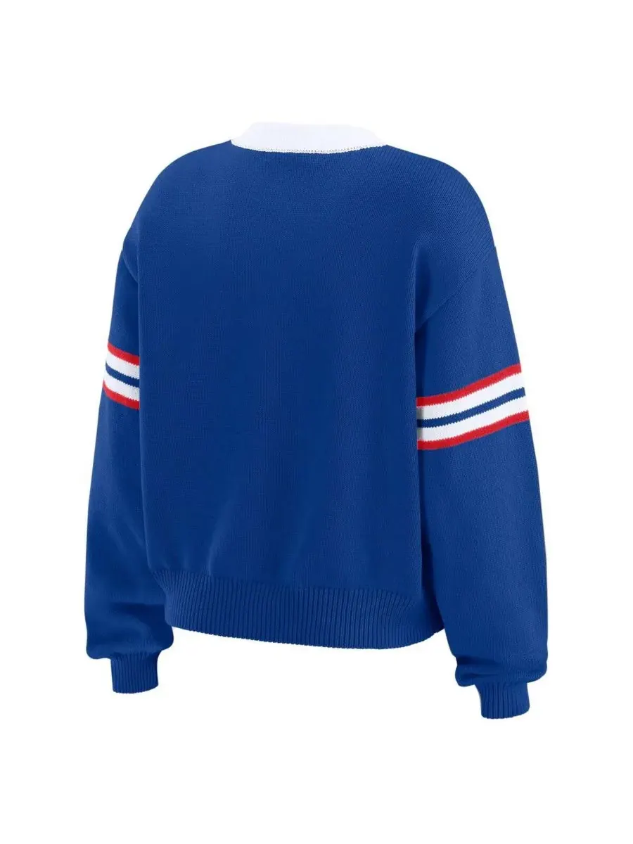 O5 Apparel Укороченный свитер на шнуровке синего цвета с символикой New York Rangers от Wear By — изображение 3 из 4, синий