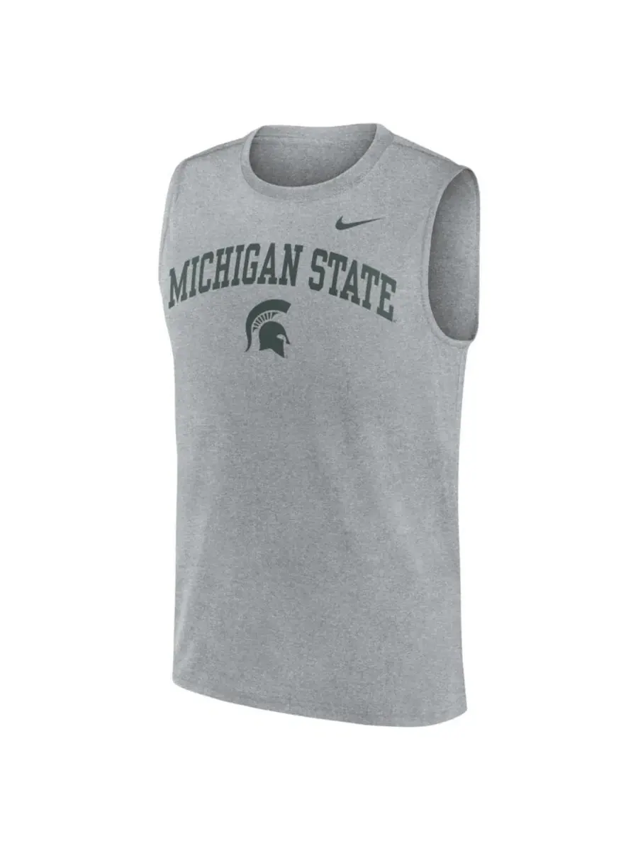 Мужская майка-безрукавка Dri-FIT Michigan State Spartans Primetime Legend Arch Heather Gray Nike — изображение 2 из 3, серый