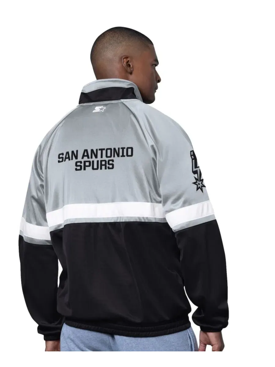 Куртка-бомбер с флисовой подкладкой, с рагланом, с вышивкой San Antonio Spurs Starter — изображение 2 из 2, черный белый
