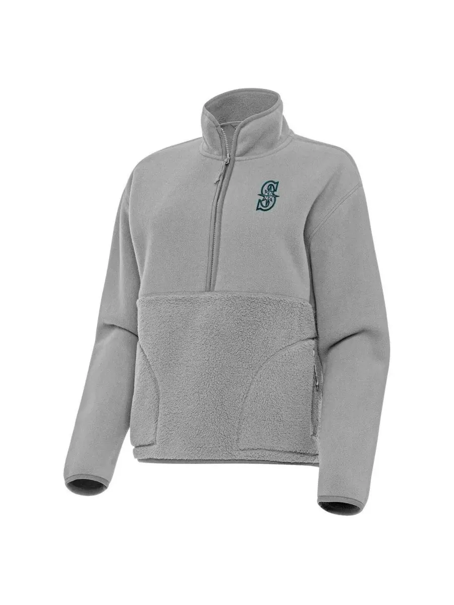Свитшот женский с полузамком, с флисовым верхом и шерпой, Seattle Mariners Figure Antigua