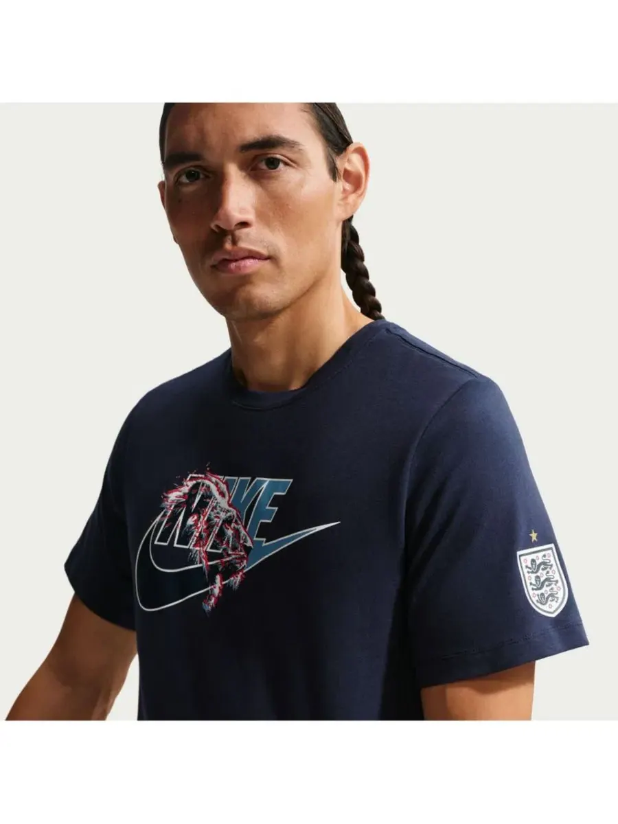 Футболка с коротким рукавом с принтом England National Team Futura Nike — изображение 5 из 5, темно-синий