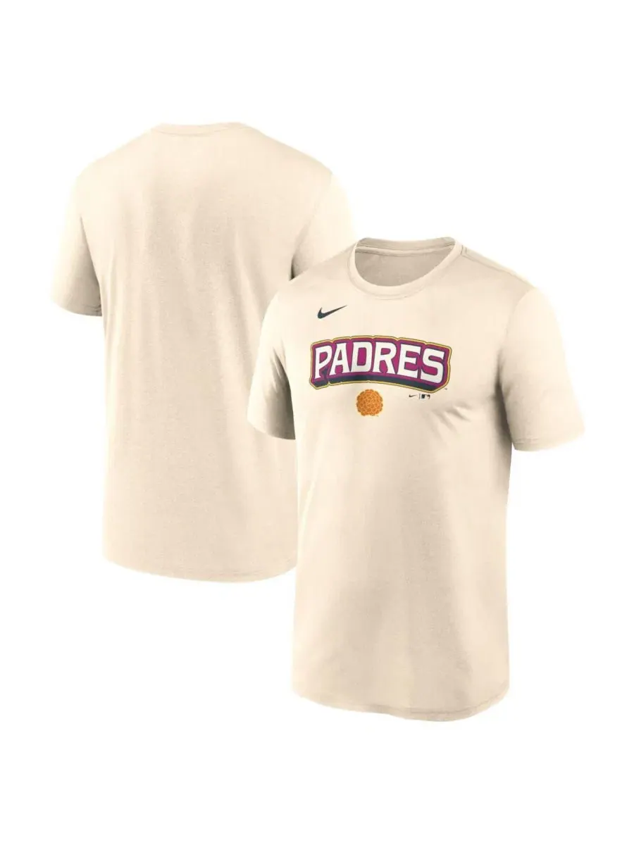 Мужская кремовая футболка San Diego Padres 2026 City Connect Team Phrase Script Dri-FIT Nike