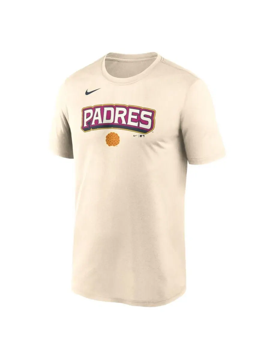 Мужская кремовая футболка San Diego Padres 2026 City Connect Team Phrase Script Dri-FIT Nike — изображение 2 из 3, бежевый