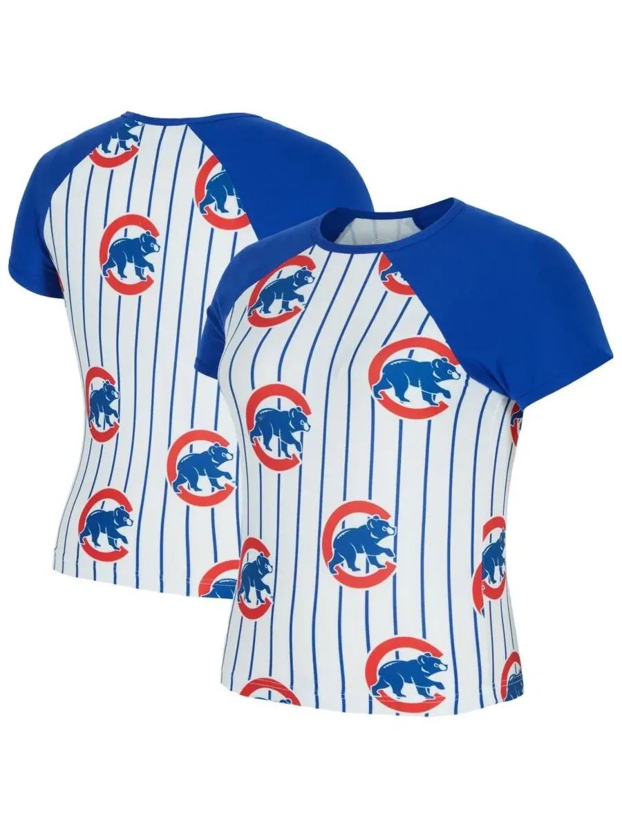 Женская белая футболка-реглан в полоску Chicago Cubs Outbound Concepts Sport