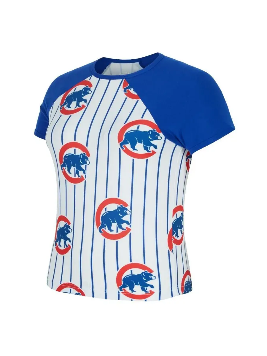 Женская белая футболка-реглан в полоску Chicago Cubs Outbound Concepts Sport — изображение 2 из 3, белый