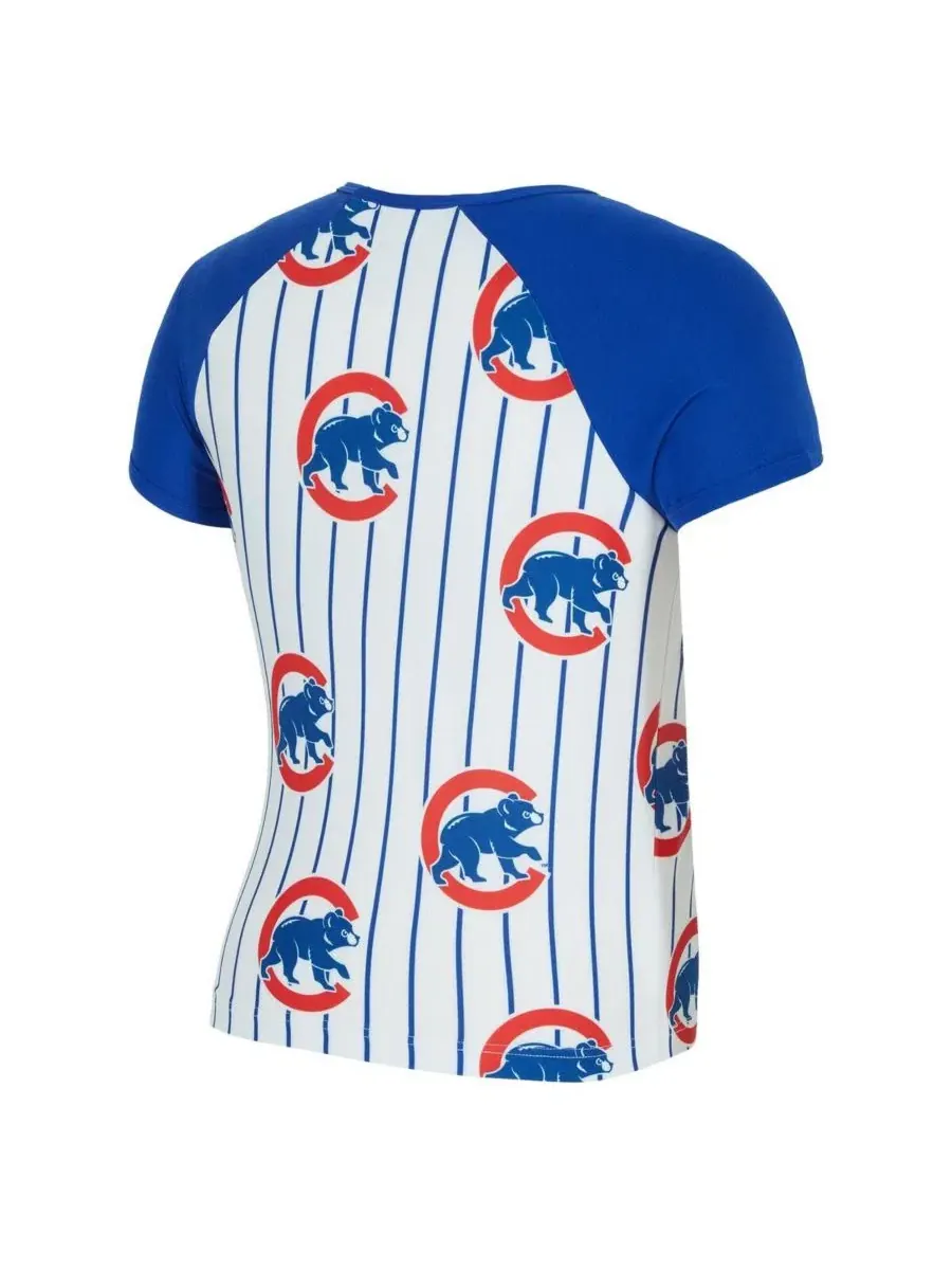 Женская белая футболка-реглан в полоску Chicago Cubs Outbound Concepts Sport — изображение 3 из 3, белый