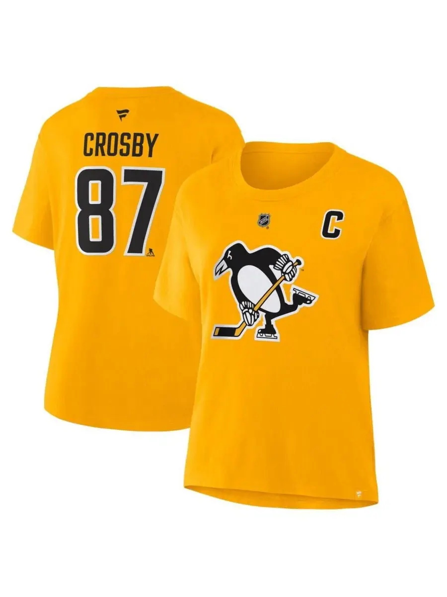 Футболка с именем и номером Sidney Crosby Gold Pittsburgh Penguins Fanatics