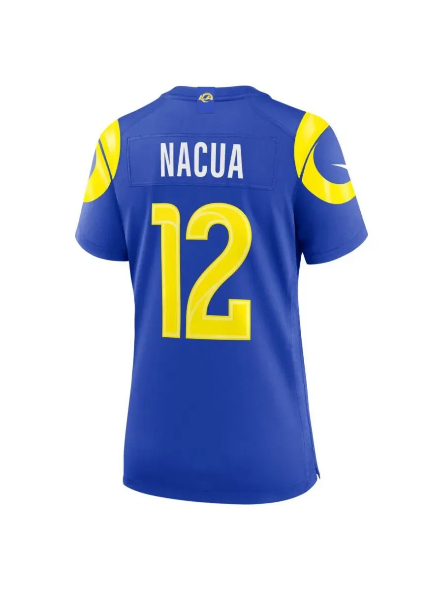 Игровая футболка Лос-Анджелес Рэмс для женщин, с именем Puka Nacua Nike — изображение 3 из 3, королевский