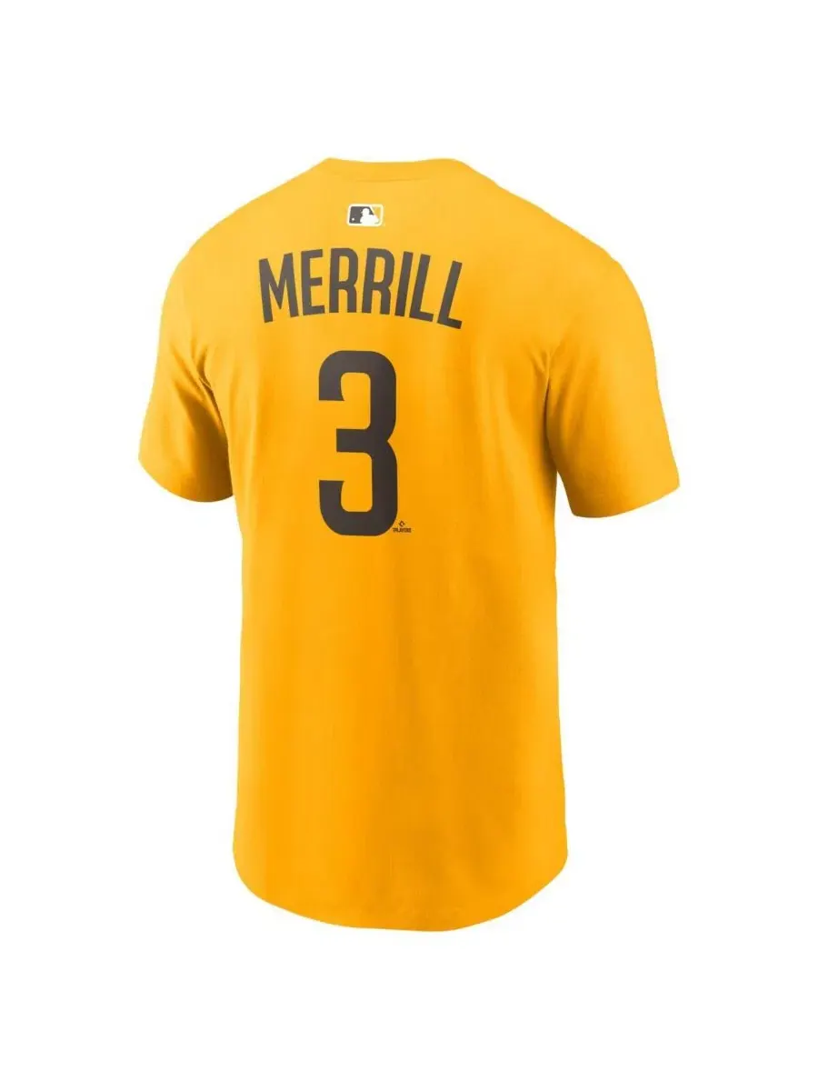 Футболка с именем и номером игрока Jackson Merrill Nike — изображение 3 из 3, золото