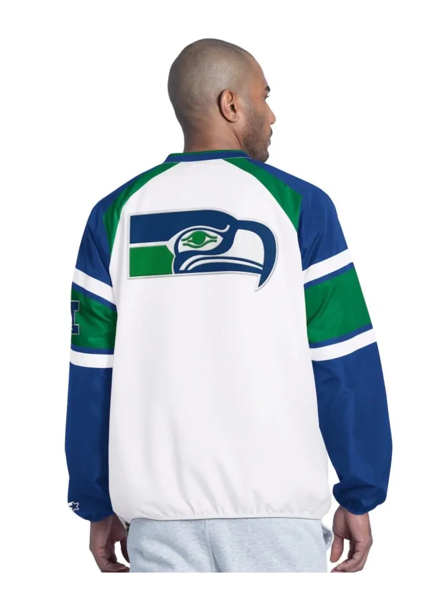 Куртка-пуловер реглан с принтом Seattle Seahawks Starter — изображение 2 из 4, белый