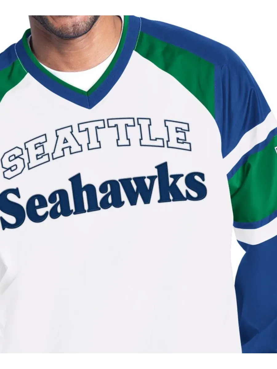 Куртка-пуловер реглан с принтом Seattle Seahawks Starter — изображение 3 из 4, белый