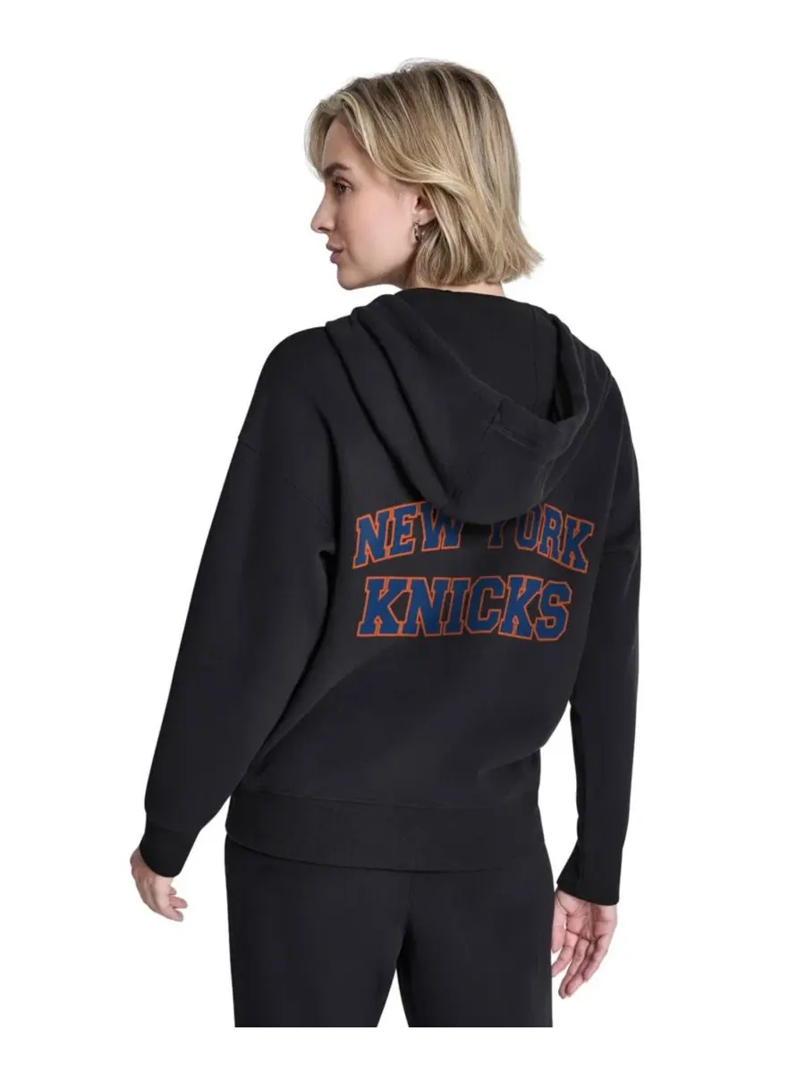 Женская худи с полной застежкой-молнией, с металлическим логотипом, New York Knicks DKNY — изображение 2 из 3, черный